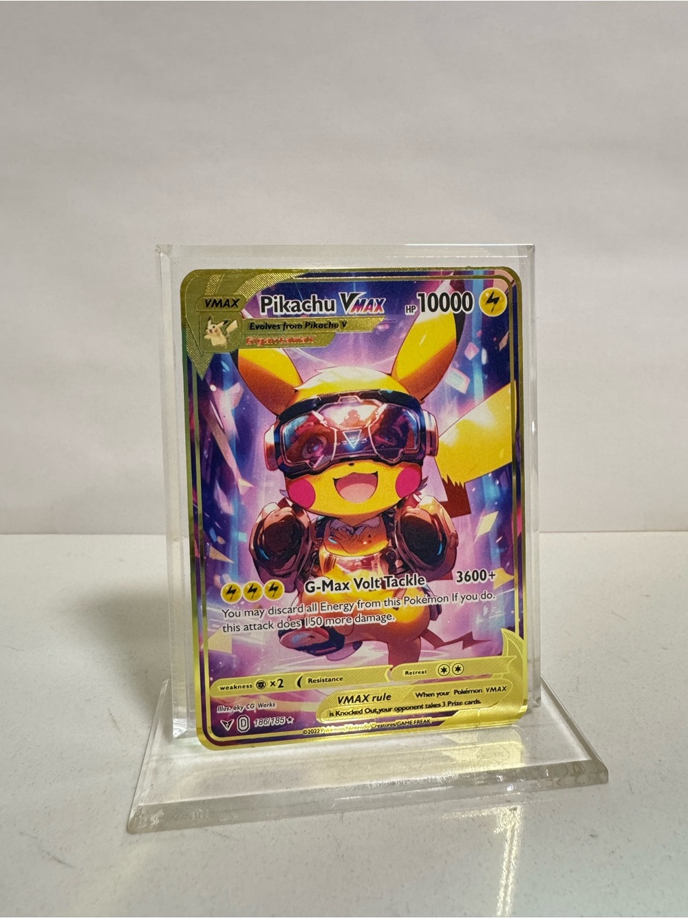 Pokemon Pikachu VMAX  METAL GOLD CARD  - Gift/Display Fan Art -
